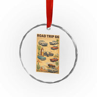 Vintage Route Highway 66 Road Trip Poster Crystal Glass Ornament Open Road Adventure