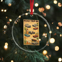 Vintage Route Highway 66 Road Trip Poster Crystal Glass Ornament Open Road Adventure