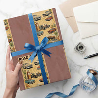 Vintage Route Highway 66 Road Trip Poster Wrapping Paper Roll Open Road Adventure