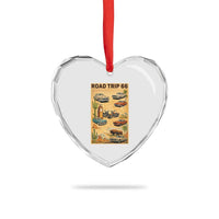 Vintage Route Highway 66 Road Trip Poster Heart Crystal Glass Ornament Open Road Adventure