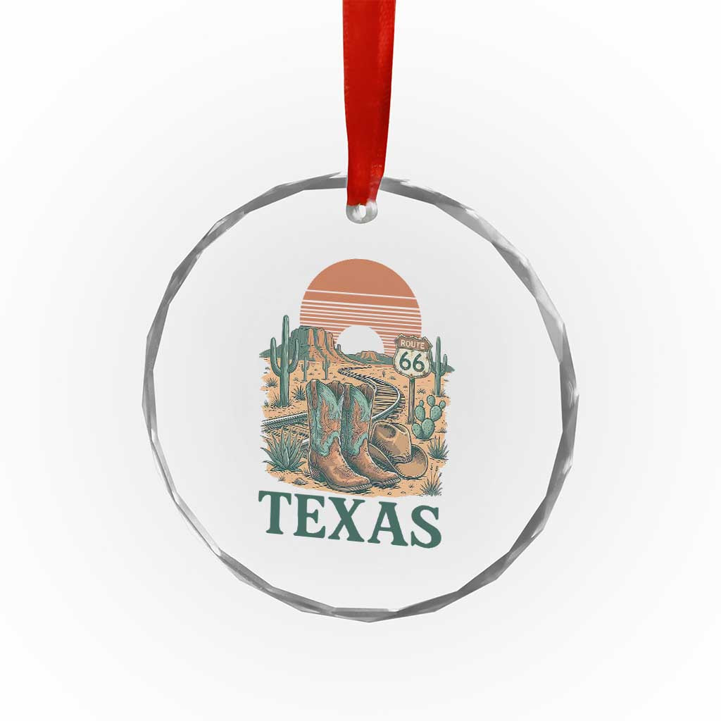 Vintage Route Highway 66 Texas Crystal Glass Ornament Amarillo Road Trip Adventure