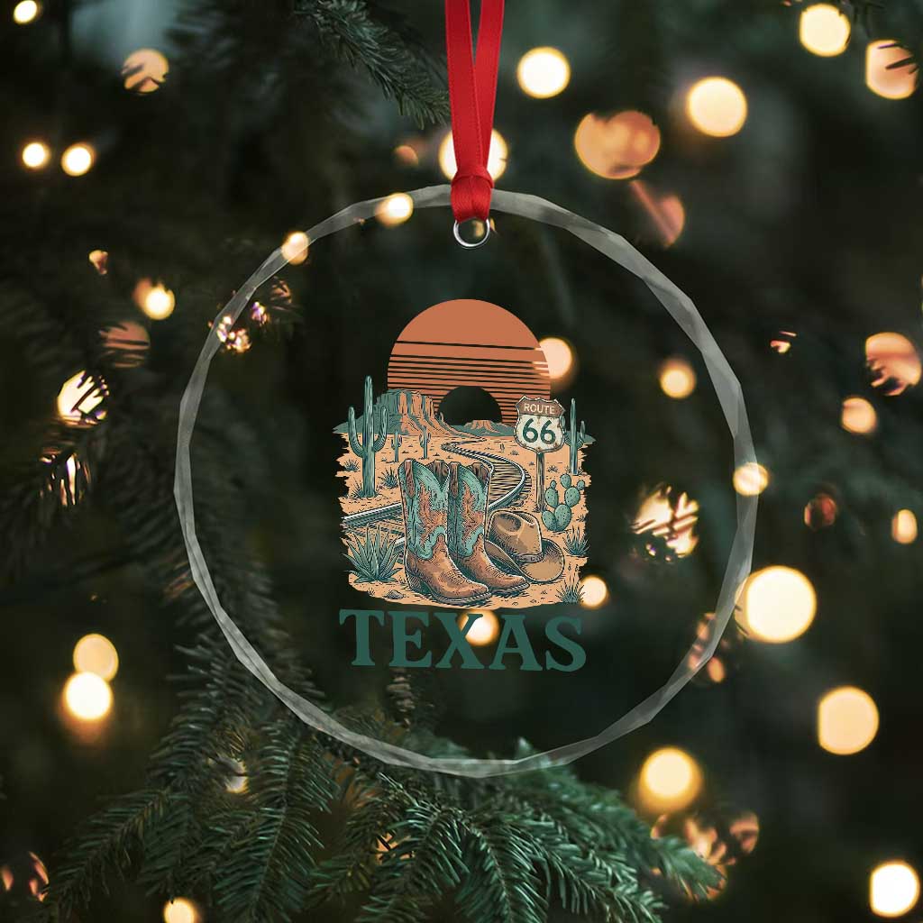 Vintage Route Highway 66 Texas Crystal Glass Ornament Amarillo Road Trip Adventure
