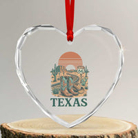 Vintage Route Highway 66 Texas Heart Crystal Glass Ornament Amarillo Road Trip Adventure