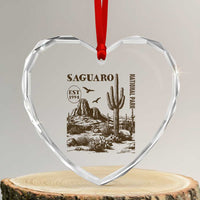 Vintage Saguaro National Park Est 1994 Graphic Heart Crystal Glass Ornament Retro Arizona Desert Mountain Hiking Souvenir