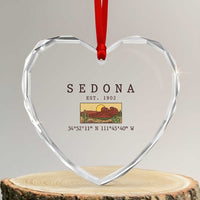 Vintage Sedona Arizona Established 1902 Heart Crystal Glass Ornament Southwest Desert Cactus Scenic Nature Souvenir