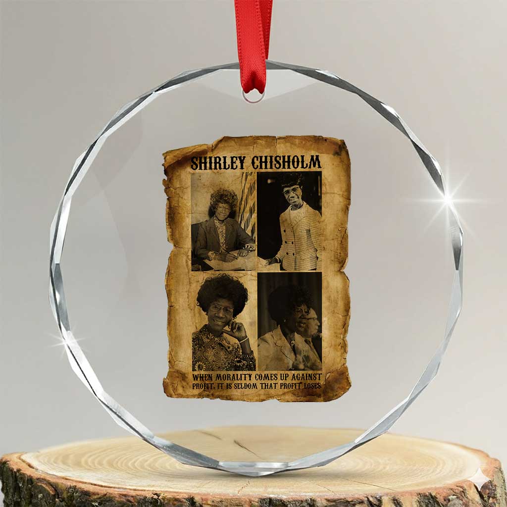 Vintage Shirley Chisholm Crystal Glass Ornament When Morality Meets Profit Quote