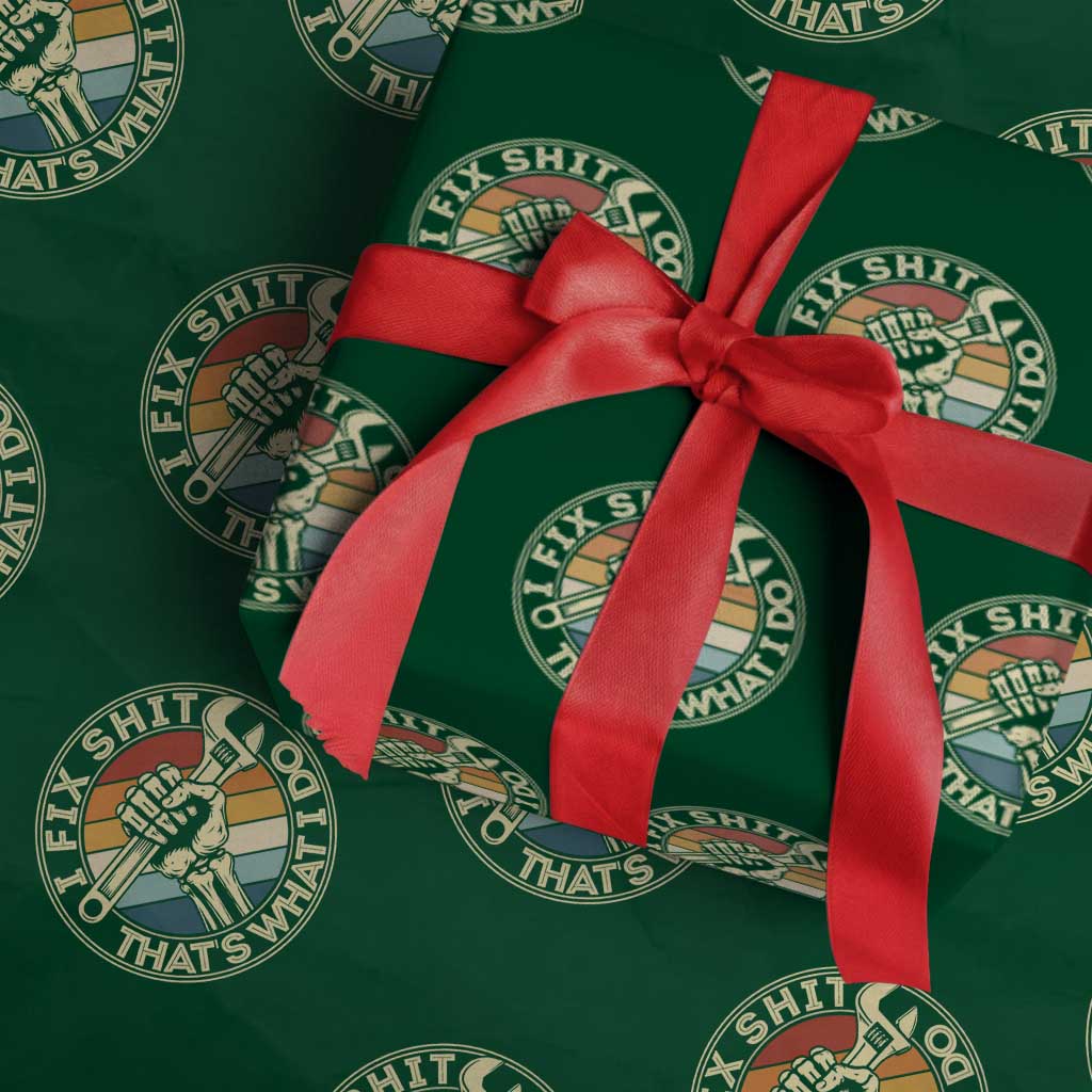 Vintage Skeleton Wrench Graphic Wrapping Paper Roll I Fix Shit Thats What I Do