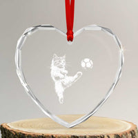 Vintage Sketch Soccer Cat Graphic Heart Crystal Glass Ornament Kitten Kicking Football Sports Lover