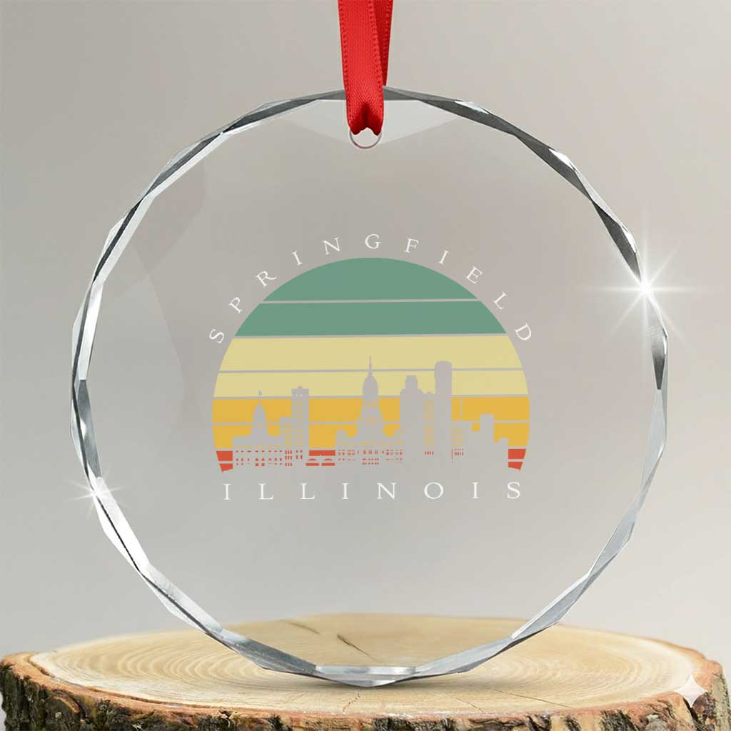 Vintage Springfield Illinois Pride Crystal Glass Ornament Scenic Cityscape Gift