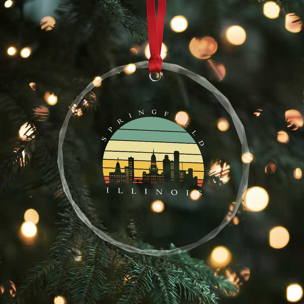 Vintage Springfield Illinois Pride Crystal Glass Ornament Scenic Cityscape Gift