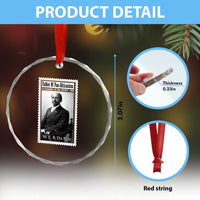 Vintage Stamp W E B Du Bois Crystal Glass Ornament Black Thought Leader