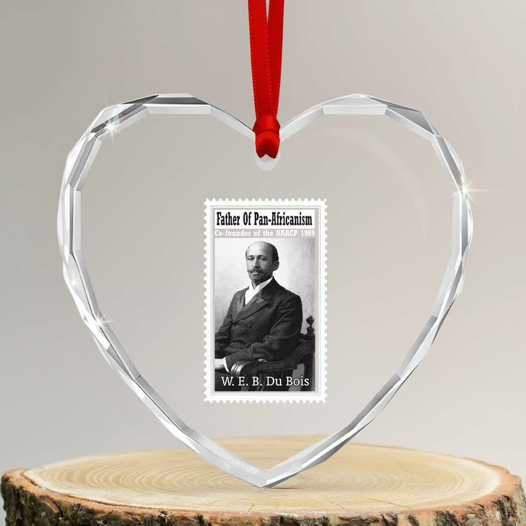 Vintage Stamp W E B Du Bois Heart Crystal Glass Ornament Black Thought Leader