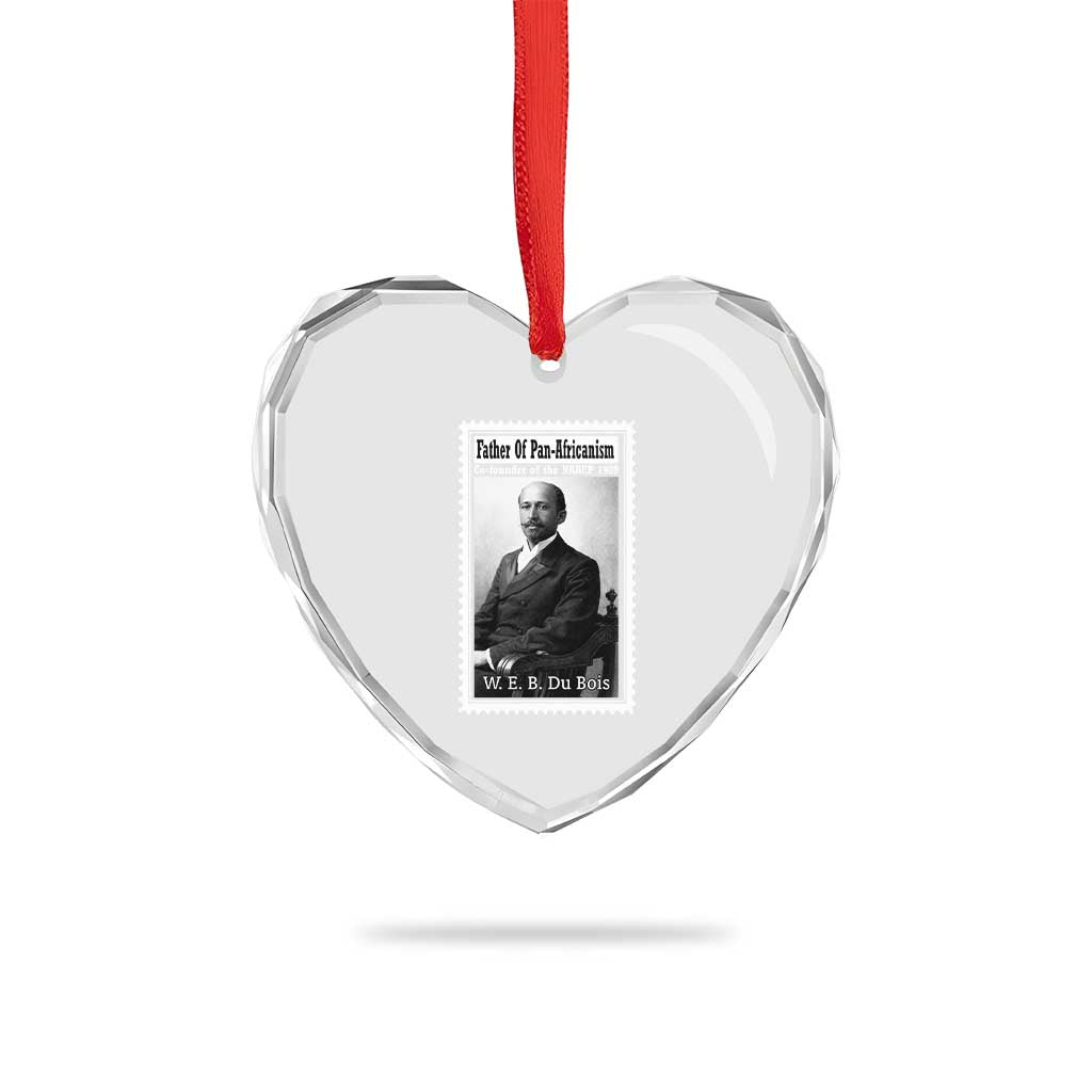 Vintage Stamp W E B Du Bois Heart Crystal Glass Ornament Black Thought Leader