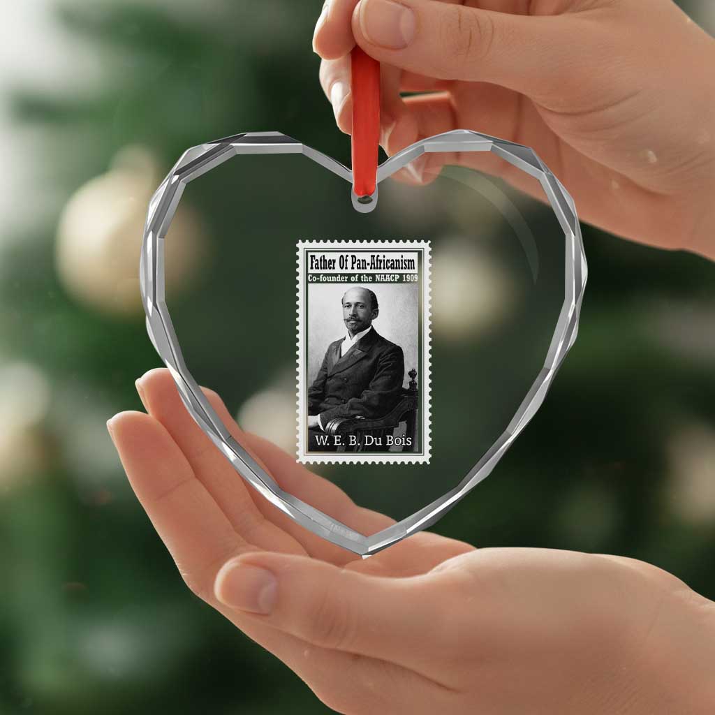 Vintage Stamp W E B Du Bois Heart Crystal Glass Ornament Black Thought Leader