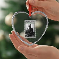 Vintage Stamp W E B Du Bois Heart Crystal Glass Ornament Black Thought Leader