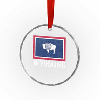 Vintage State of Wyoming Flag Bison Cheyenne Jackson Hole Crystal Glass Ornament