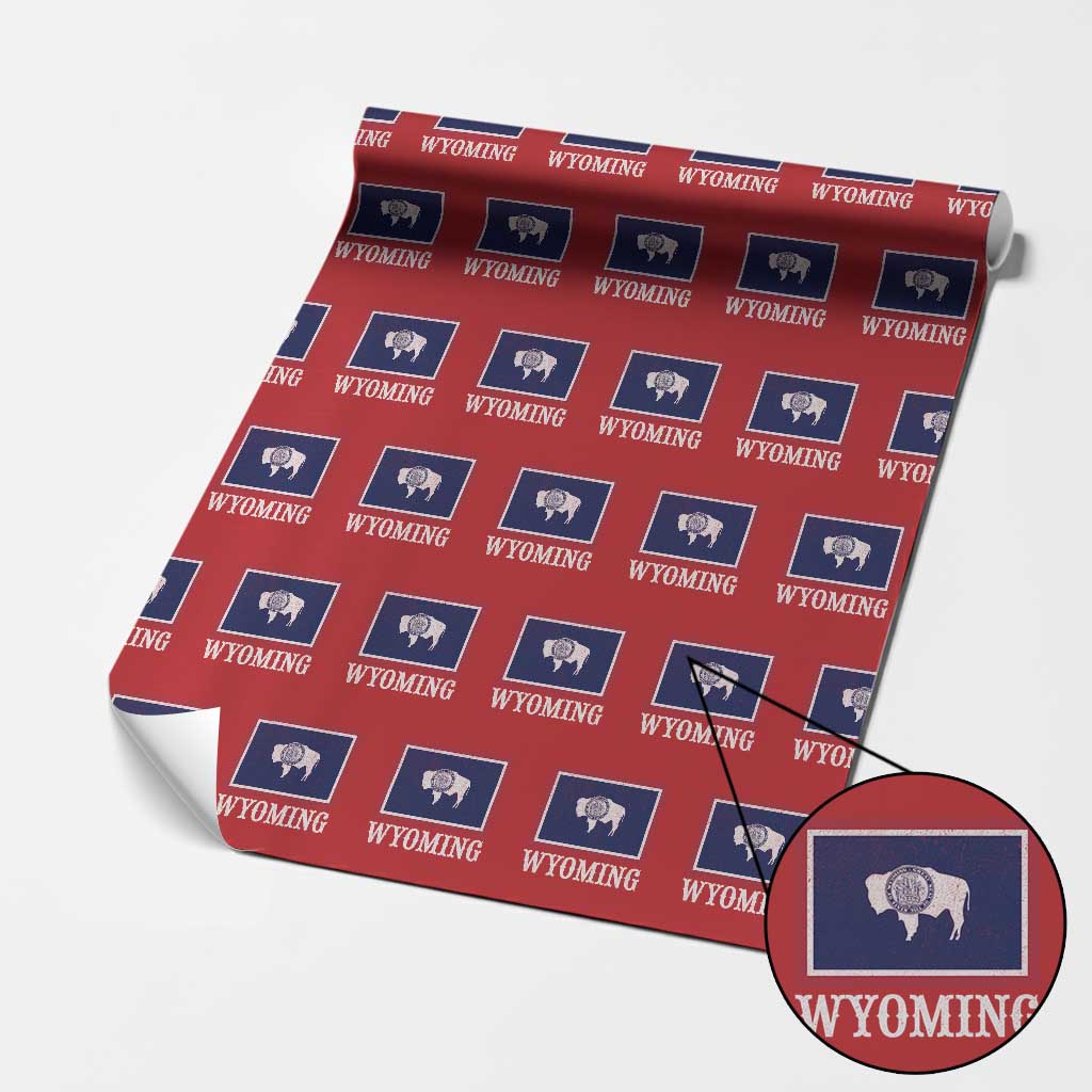 Vintage State of Wyoming Flag Bison Cheyenne Jackson Hole Wrapping Paper Roll