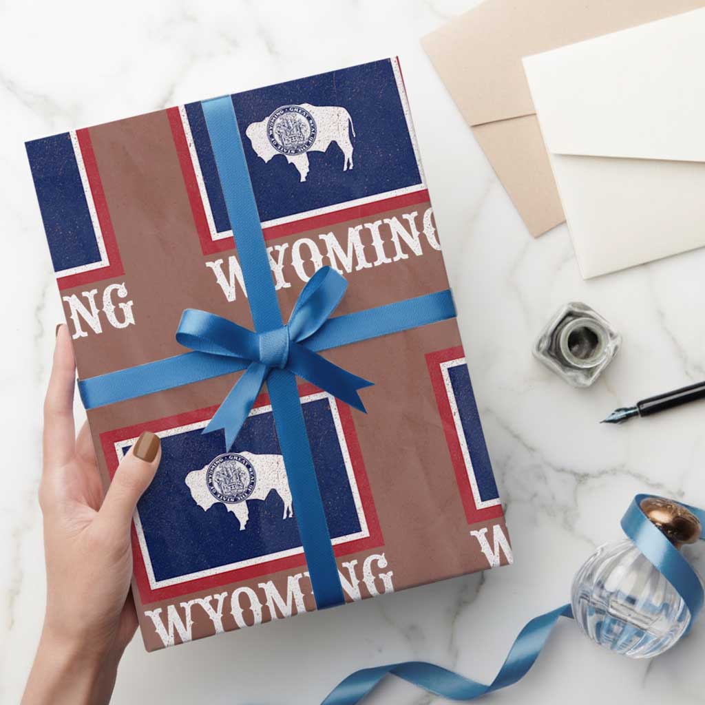Vintage State of Wyoming Flag Bison Cheyenne Jackson Hole Wrapping Paper Roll