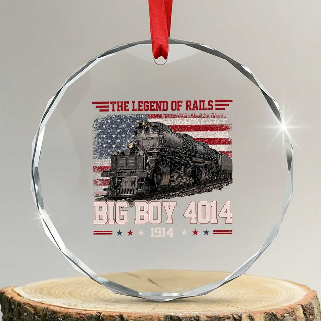 Vintage Steam Locomotive Heritage Crystal Glass Ornament The Legend of Rails American Flag