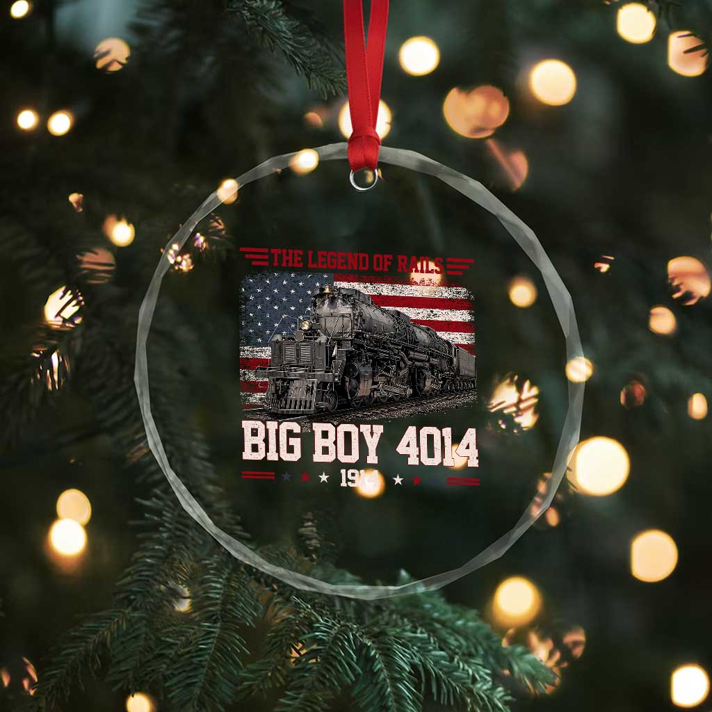 Vintage Steam Locomotive Heritage Crystal Glass Ornament The Legend of Rails American Flag