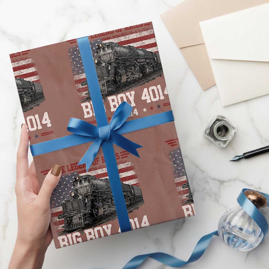 Vintage Steam Locomotive Heritage Wrapping Paper Roll The Legend of Rails American Flag