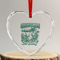 Vintage Summer Christmas Bigfoot Couple Heart Crystal Glass Ornament Tropical Xmas Graphic
