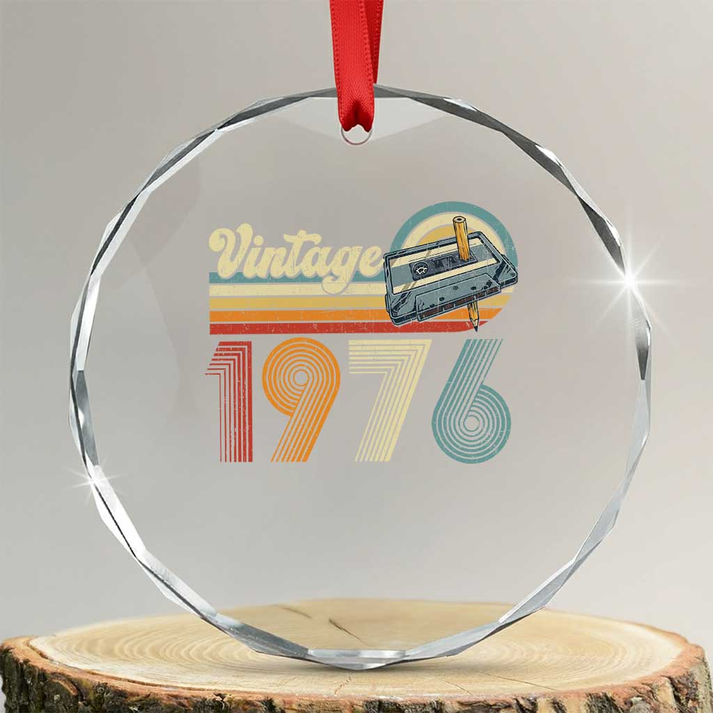 Vintage Sunset 1976 Retro Cassette Crystal Glass Ornament Mechanical Dial Tech Nostalgia 50th Birthday