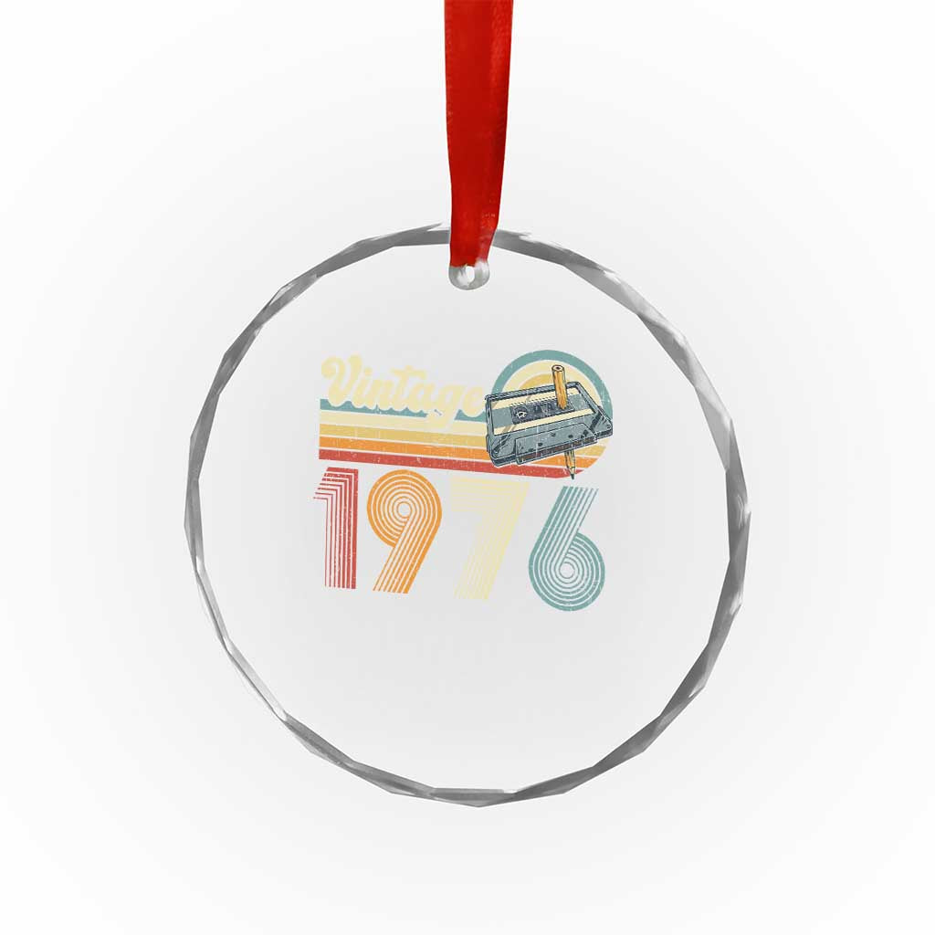 Vintage Sunset 1976 Retro Cassette Crystal Glass Ornament Mechanical Dial Tech Nostalgia 50th Birthday