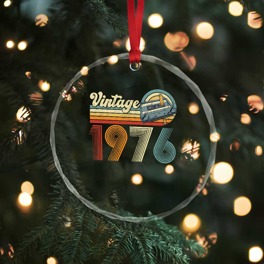 Vintage Sunset 1976 Retro Cassette Crystal Glass Ornament Mechanical Dial Tech Nostalgia 50th Birthday