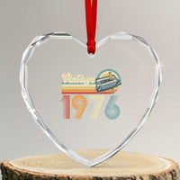 Vintage Sunset 1976 Retro Cassette Heart Crystal Glass Ornament Mechanical Dial Tech Nostalgia 50th Birthday