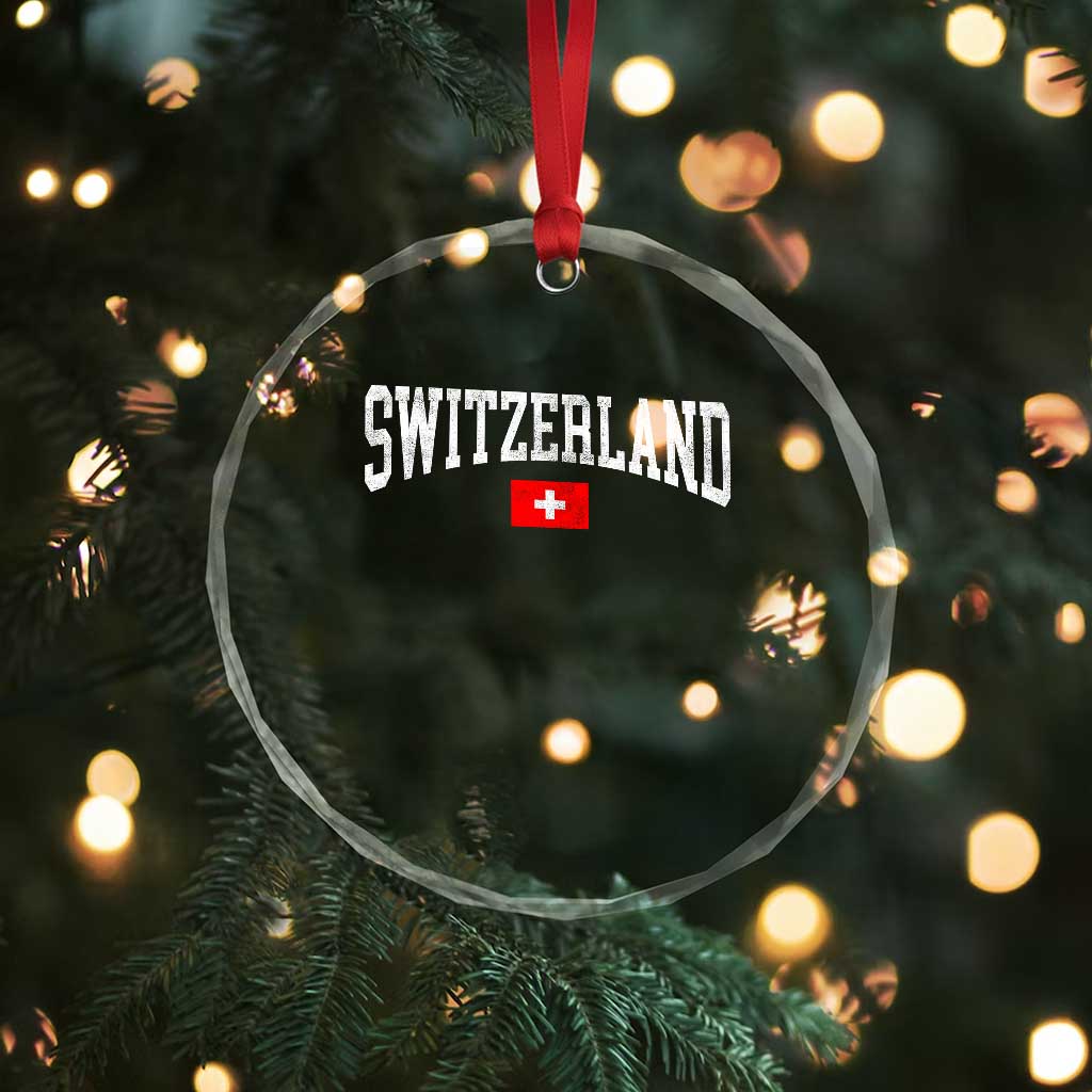 Vintage Switzerland National Pride The Swiss Cross Crystal Glass Ornament