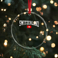 Vintage Switzerland National Pride The Swiss Cross Crystal Glass Ornament