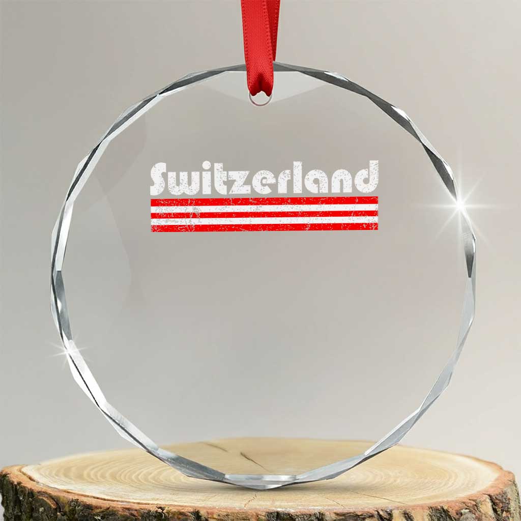 Vintage Switzerland Retro Distressed Graphic Crystal Glass Ornament Patriotic Swiss Heritage Pride Souvenir