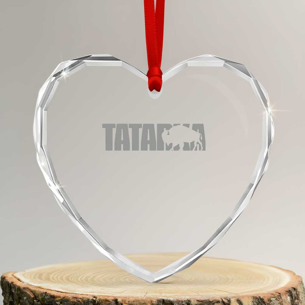 Vintage Tatanka Bison Heart Crystal Glass Ornament Native American Buffalo Graphic