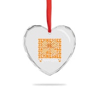 Vintage Tennessee Coquette Bow Heart Crystal Glass Ornament Retro TN Orange Checkered Print US State