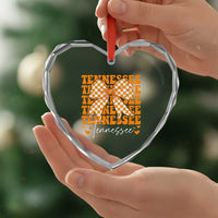 Vintage Tennessee Coquette Bow Heart Crystal Glass Ornament Retro TN Orange Checkered Print US State