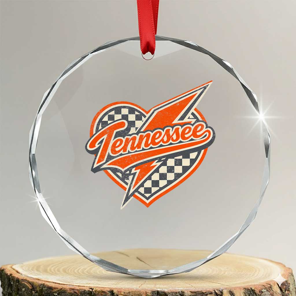 Vintage Tennessee Crystal Glass Ornament Checkered Heart Love TN Orange US State