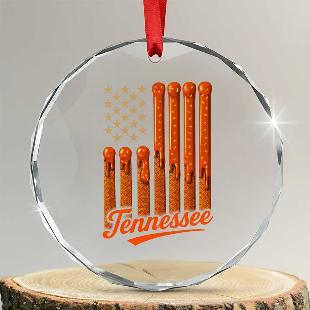 Vintage Tennessee Crystal Glass Ornament Orange Dripping Flag Vintage State Pride Sports Fan Patriotic