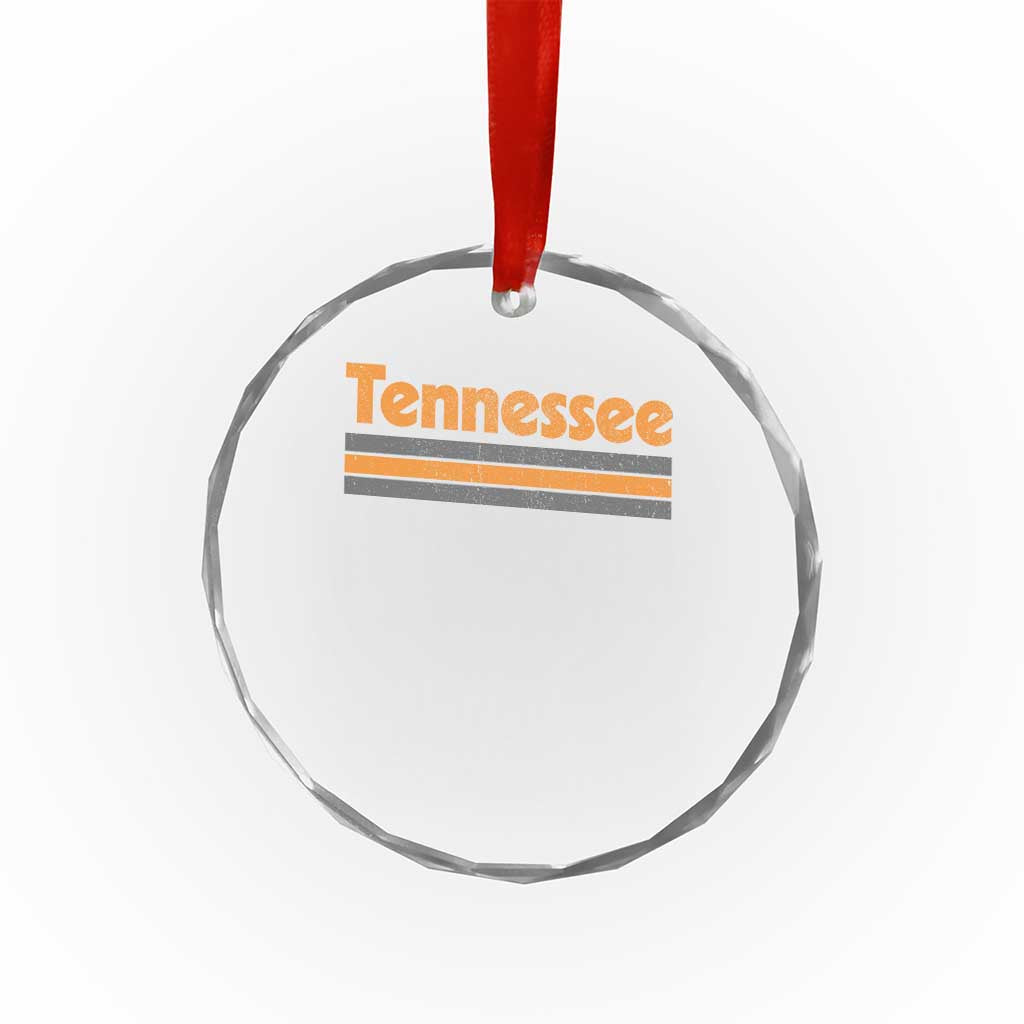 Vintage Tennessee Crystal Glass Ornament Retro Classic TN Orange Print Retro Three Stripe