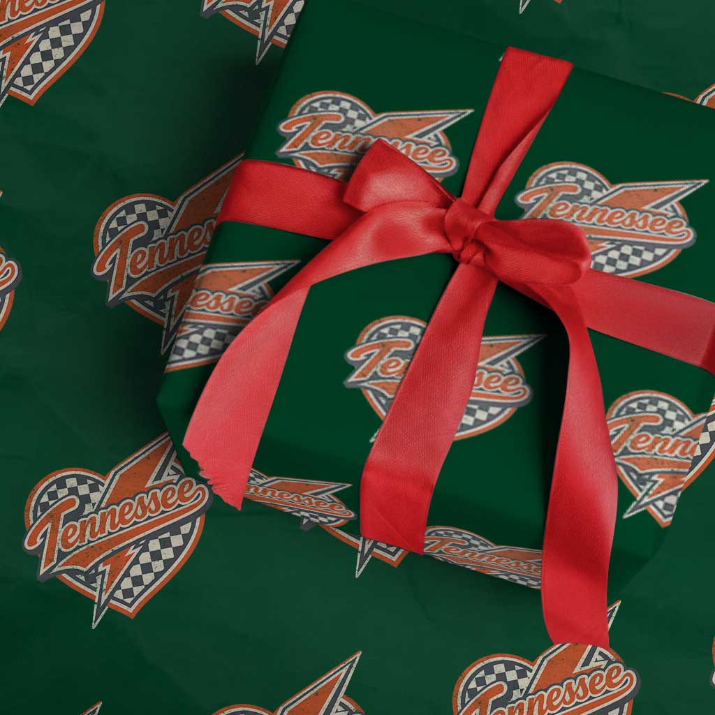 Vintage Tennessee Wrapping Paper Roll Checkered Heart Love TN Orange US State