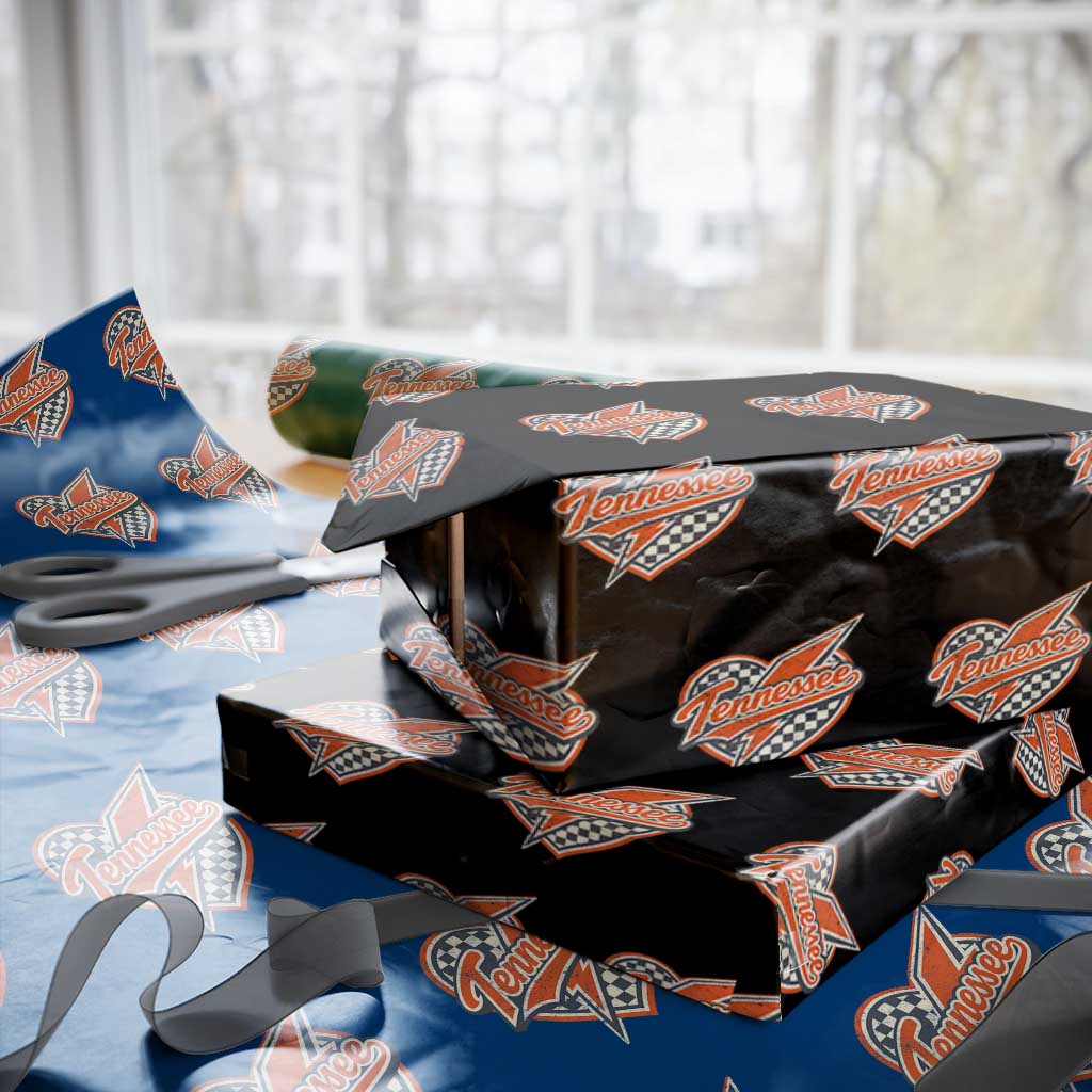 Vintage Tennessee Wrapping Paper Roll Checkered Heart Love TN Orange US State