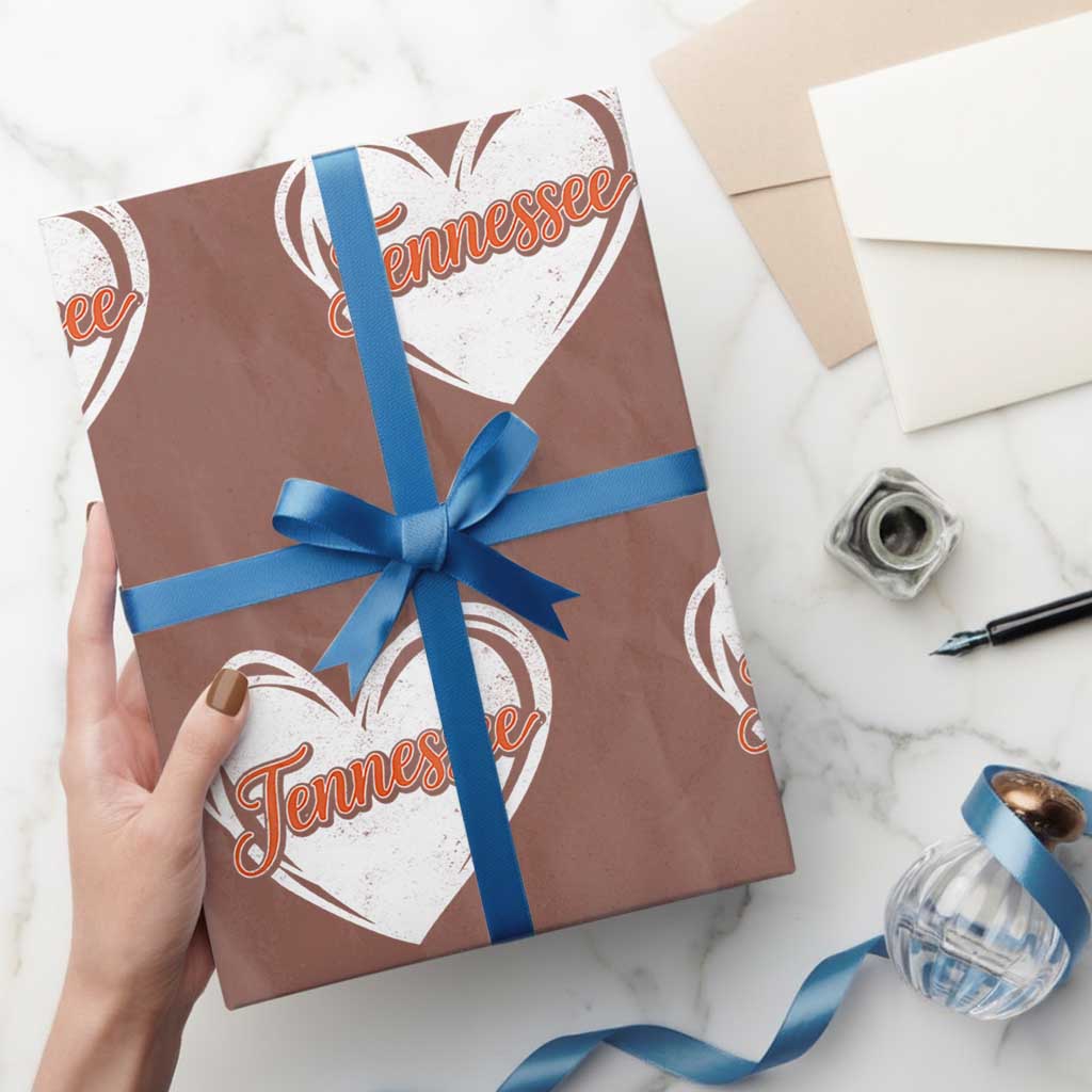 Vintage Tennessee Wrapping Paper Roll Heart Graphic TN Orange US State