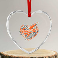 Vintage Tennessee Heart Crystal Glass Ornament Checkered Heart Love TN Orange US State