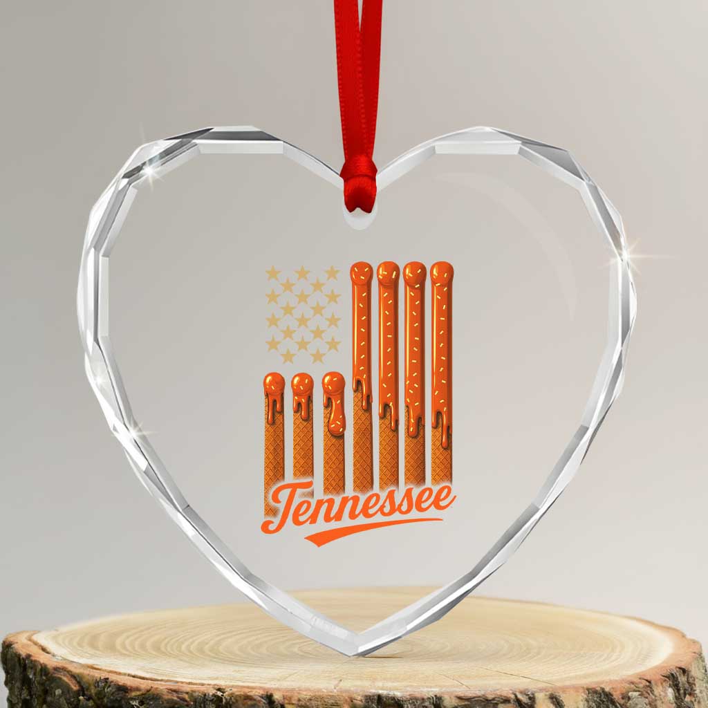 Vintage Tennessee Heart Crystal Glass Ornament Orange Dripping Flag Vintage State Pride Sports Fan Patriotic