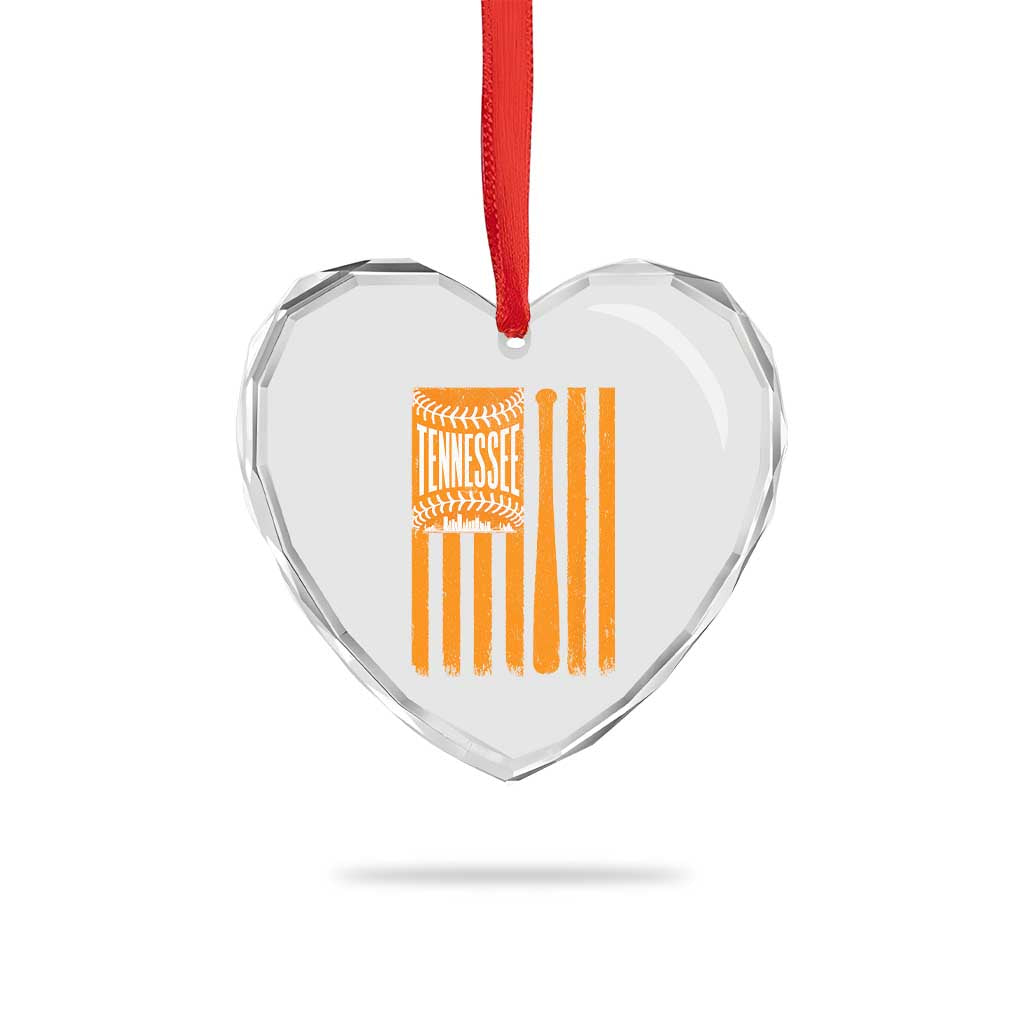 Vintage Tennessee Heart Crystal Glass Ornament Retro Classic TN Orange Retro Baseball American US Flag