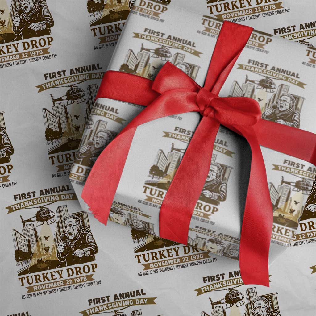 Vintage Thanksgiving Turkey Drop Wrapping Paper Roll Funny 1978 Helicopter Scene Classic TV Moment - Wonder Print Shop