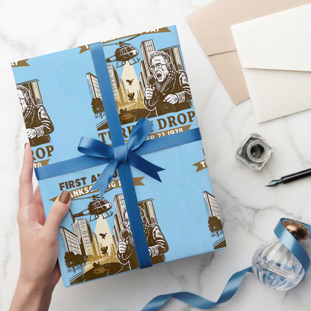 Vintage Thanksgiving Turkey Drop Wrapping Paper Roll Funny 1978 Helicopter Scene Classic TV Moment - Wonder Print Shop