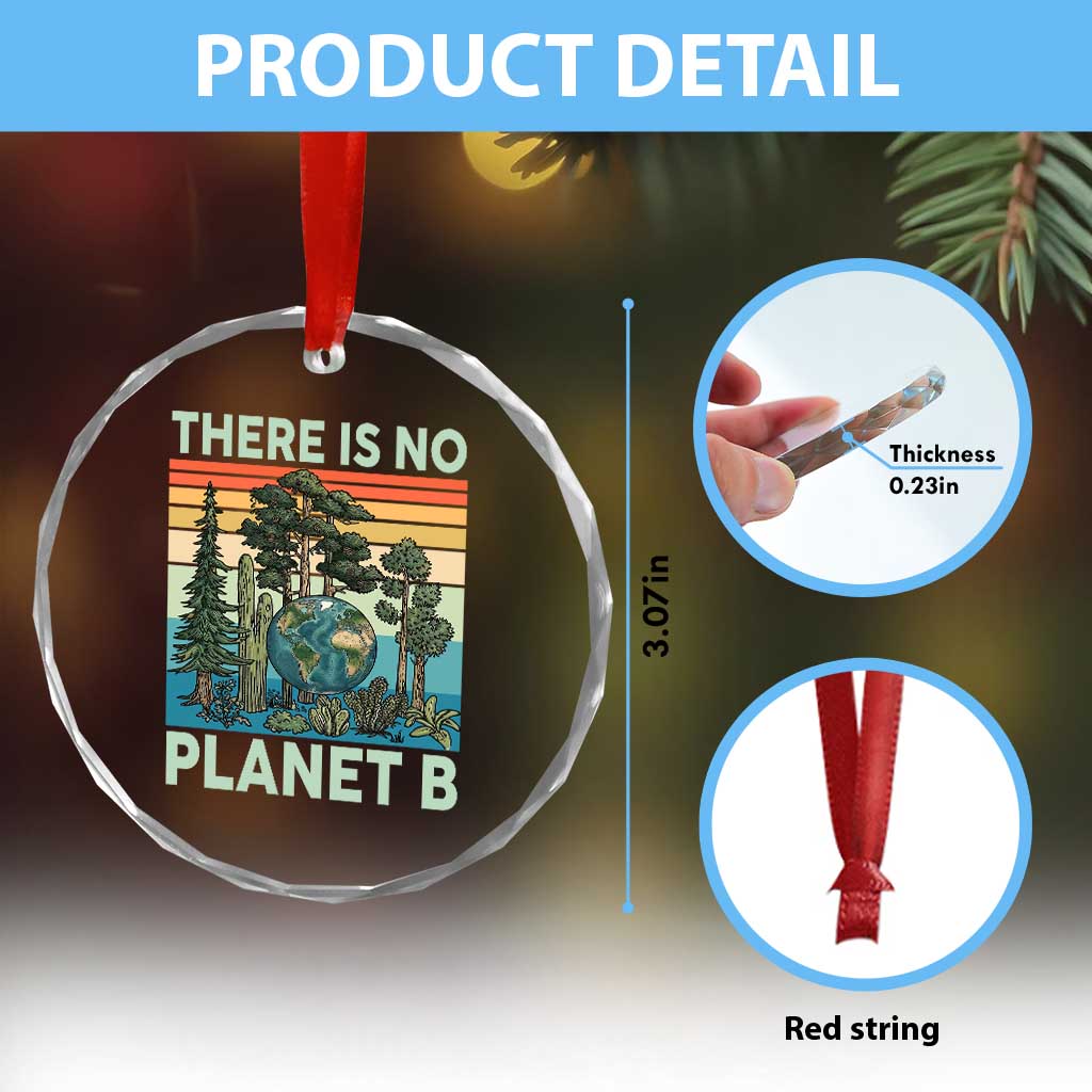 Vintage There Is No Planet B Earth Day Gift Crystal Glass Ornament