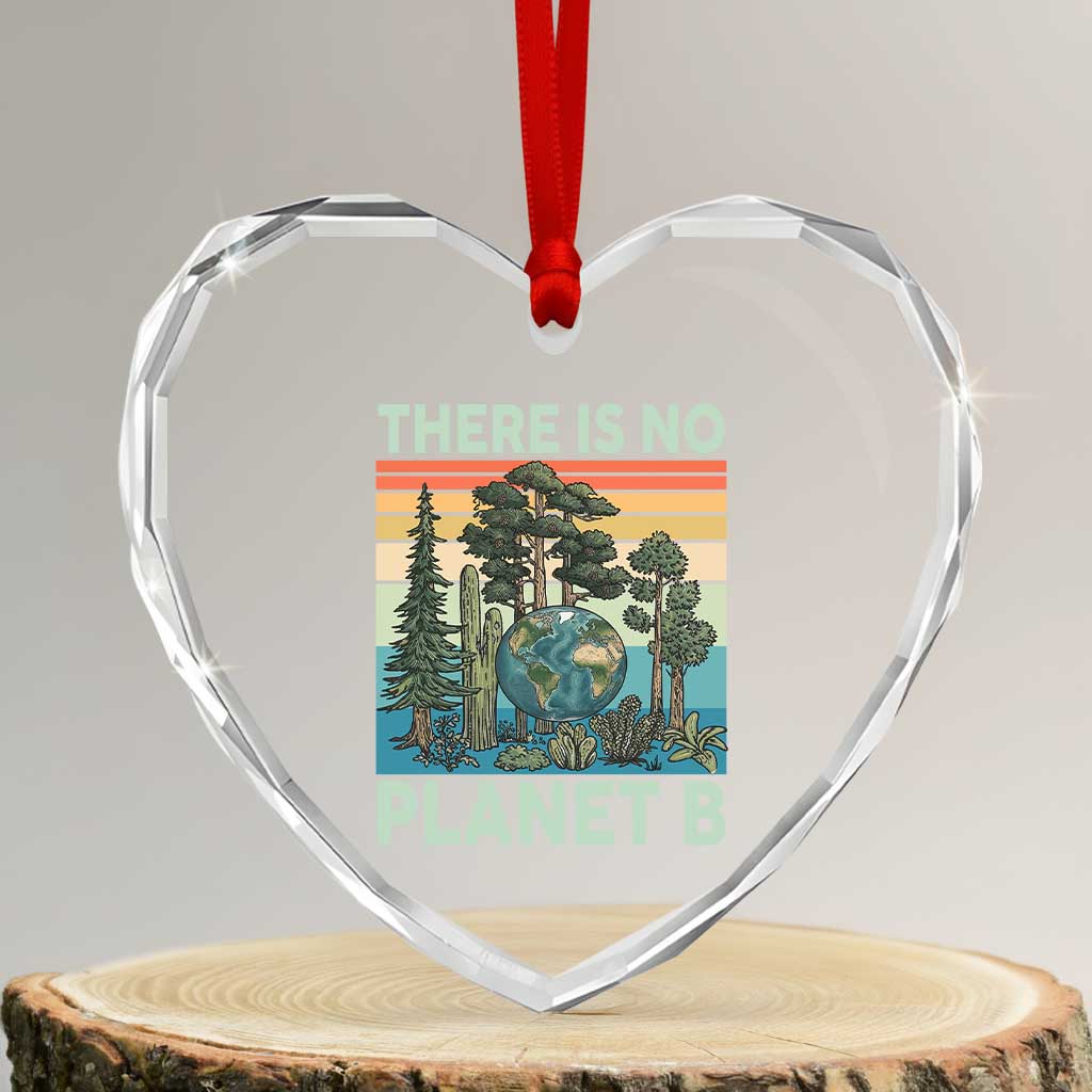 Vintage There Is No Planet B Earth Day Gift Heart Crystal Glass Ornament