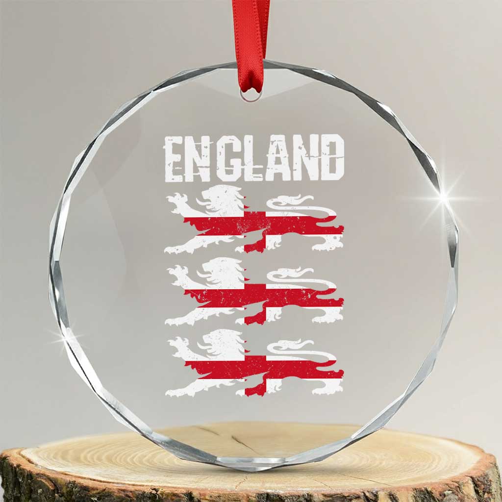 Vintage Three Lions England Pride Crystal Glass Ornament Patriotic Soccer British Football Fans